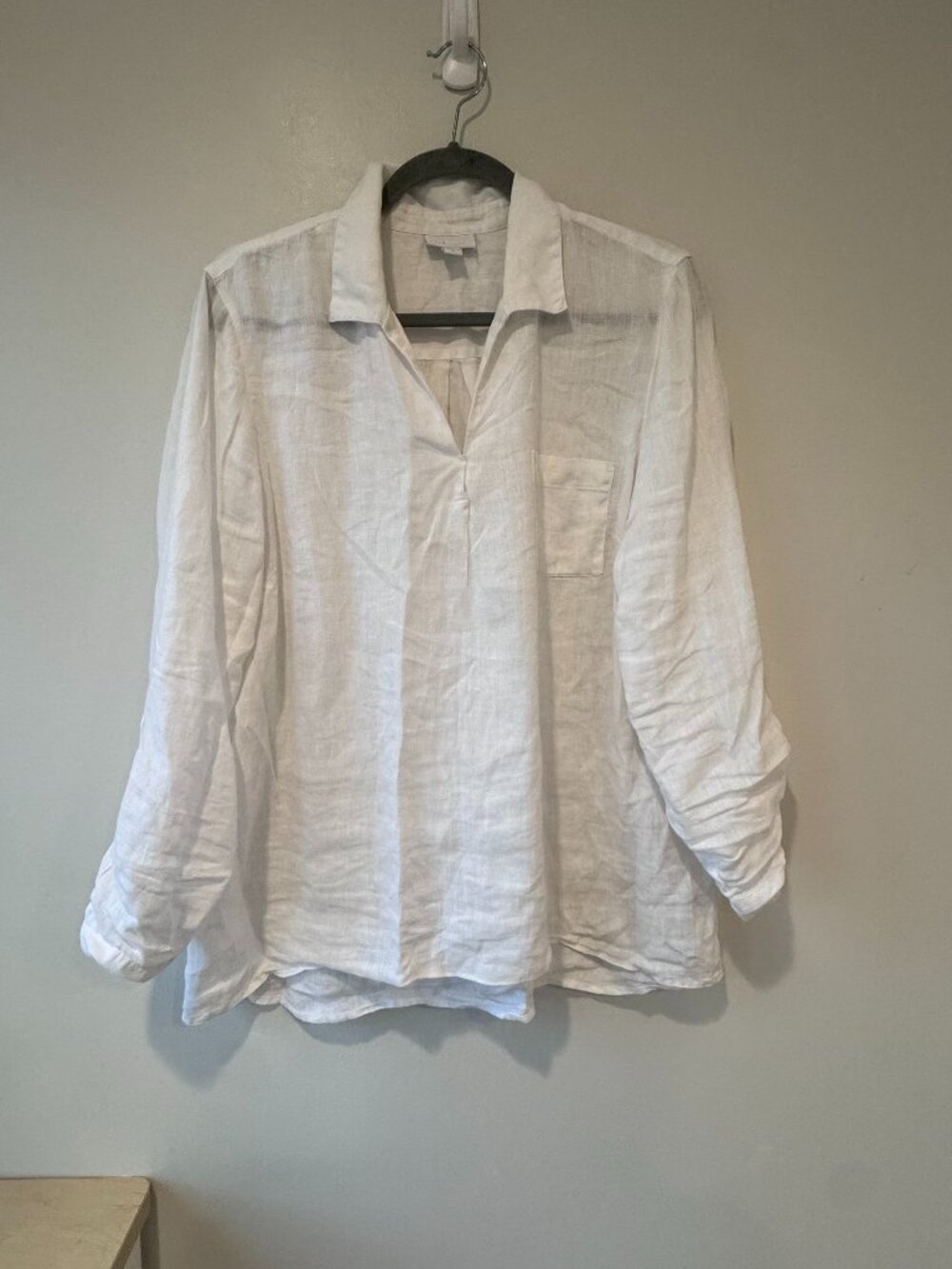 J.Jill Love Linen 100% Linen Blouse – White – Size L 🤍🔥